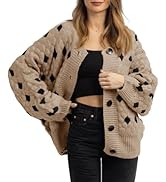 Saodimallsu Womens Chunky Cardigans Button Down Long Sleeve Open Front Plaid Knit Loose Fall Swea...