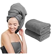 Scala (2 Pack Extra Large Microfiber Hair Towel 24" x 48" Anti Frizz for Long Hair, Multipurpose ...