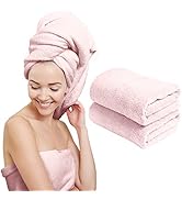 Scala (2 Pack Extra Large Microfiber Hair Towel 24" x 48" Anti Frizz for Long Hair, Multipurpose ...