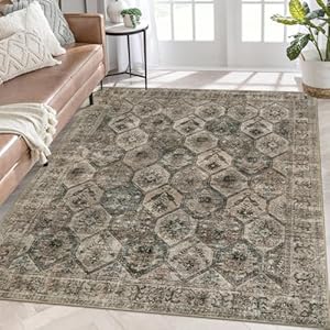 Lahome 2x3 Small Rug Front Door Mat Indoor Entrance, Washable Non Slip Door Rugs for Entryway Indoor, Moroccan Trellis Oriental Accent Throw Rug for Bedroom Kitchen Bathroom (Antique/Moss, 2