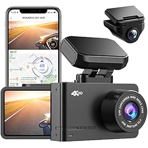 WOLFBOX D07 Pro Dash Cam Front and Rear, 4K Car Camera with GPS WiFi, With 32GB Card, 2160P UHD Dual Dash Camera for Cars, Dashcam with 2.45" LCD, Ultra Night Vision, Parking Monitors, Loop