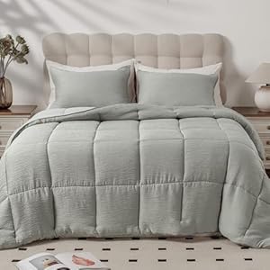 KASENTEX King Comforter Set - 3-Piece Farmhouse Bedding with Breathable Double Muslin Fabric, Ultra Soft and Fluffy Down Alternative,Lightweight Duvet Insert, Machine Washable, All-Season, L