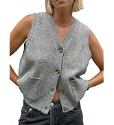 Saodimallsu Womens Sleeveless Sweater Vest Button V Neck Knit Trendy Casual Summer Cardigan with ...