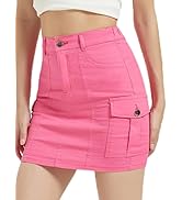 Mebius Women's Low Rise Mini Cargo Skirt Denim Jean Bodycon Button Y2K Short Micro Skirts with Po...