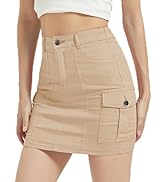 Mebius Women's Low Rise Mini Cargo Skirt Denim Jean Bodycon Button Y2K Short Micro Skirts with Po...