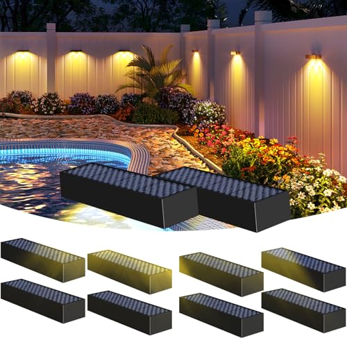 JSOT Solar Fence Lights - Outdoor Step Lights Stair Lights Backyard Solar Lights Solar Powered Lights for Outside for Garden Patio Yard Wall Railing Post