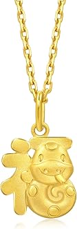 Image of CHOW SANG SANG 999 24K Solid Gold Chinese Gifting Zodiac Snake with Auspicious LUCK 福 Charm Pendant for Women 95324P [Necklace not included]