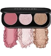 FOCALLURE Blush and Highlighter Palette,3 in 1 Makeup Powder, Cruelty-Free Matte, Shimmer Illumin...