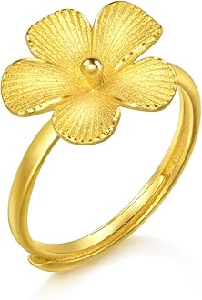 Image of CHOW SANG SANG 999 24K Solid Gold Cultural Blessings Blossom Adjustable Ring for Women 95303R [Size Adjustable]