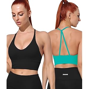 PINKCOSER Women's Sports Bras Medium 03l-black-tiffany Blue-2pcs