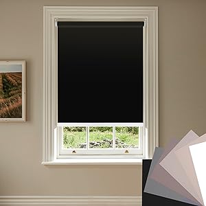 Blackout Blinds for Windows Room Darkening Roller Shades Thermal Insulated Sun Blocking Roller Blinds Pull Down Blackout Window Shades for Home Office Kitchen Door,Black,21" W x 64" H Blacko