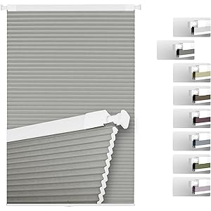 Light Filtering Cellular Shades No Tools No Drill Cordless Honeycomb Blinds for Home Office Windows Shades Easy to Install，Silver Gray，45.5" W x 64" H Light Filtering-silver Gray 45.5"W x 64