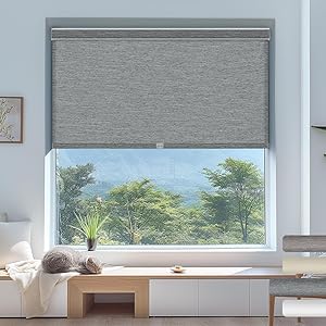 Light Filtering Roller Shades,Cordless Striped Jacquard Roller Blinds,Room Darkening with Cassette Valance Protecting Privacy Window Shades for Home Office,Grey,29" W x 80" H Grey 29"W x 80"