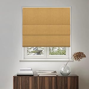 100% Blackout Roman Shades, Room Darkening Blinds for Windows,Easy to Install Thermal Insulated Window Blind for Bedroom, Living Room, Office, Cafe.Apricot Yellow,53" W x 60" H Sy-blackout-a