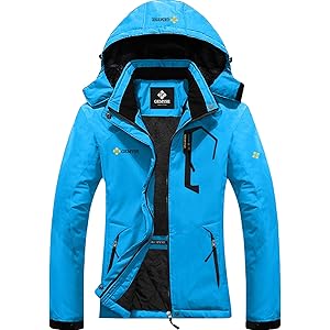 GEMYSE Women's Mountain Waterproof Ski Snow Jacket Winter Windproof Rain Jacket Sky Blue Medium