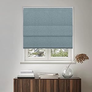 100% Blackout Roman Shades, Room Darkening Blinds for Windows,Easy to Install Thermal Insulated Window Blind for Bedroom, Living Room, Office, Cafe.Turquoise,85" W x 84" H Blackout-turquoise