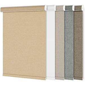 Blackout Roller Shades for Windows Cordless Roller Blinds Linen Fabric Room Darkening Shades with Cassette Valance Thermal Insulated Window Shades for Home Door.Beige.81 W x 48" H Blackout-b