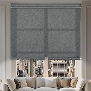 Light Filtering Roller Shades,Cordless window shades,Linen Window Blinds with Cassette Valance Thermal Insulated Roller Blinds for Home French Door.Gray,30" W x 44" H Light Filtering-gray 30