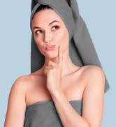 gray hair towel on woman