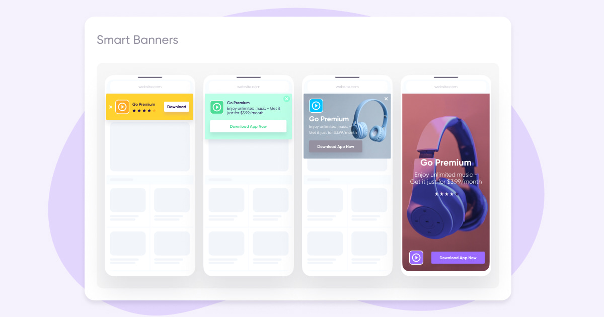 Interface de smart banners da appsFlyer