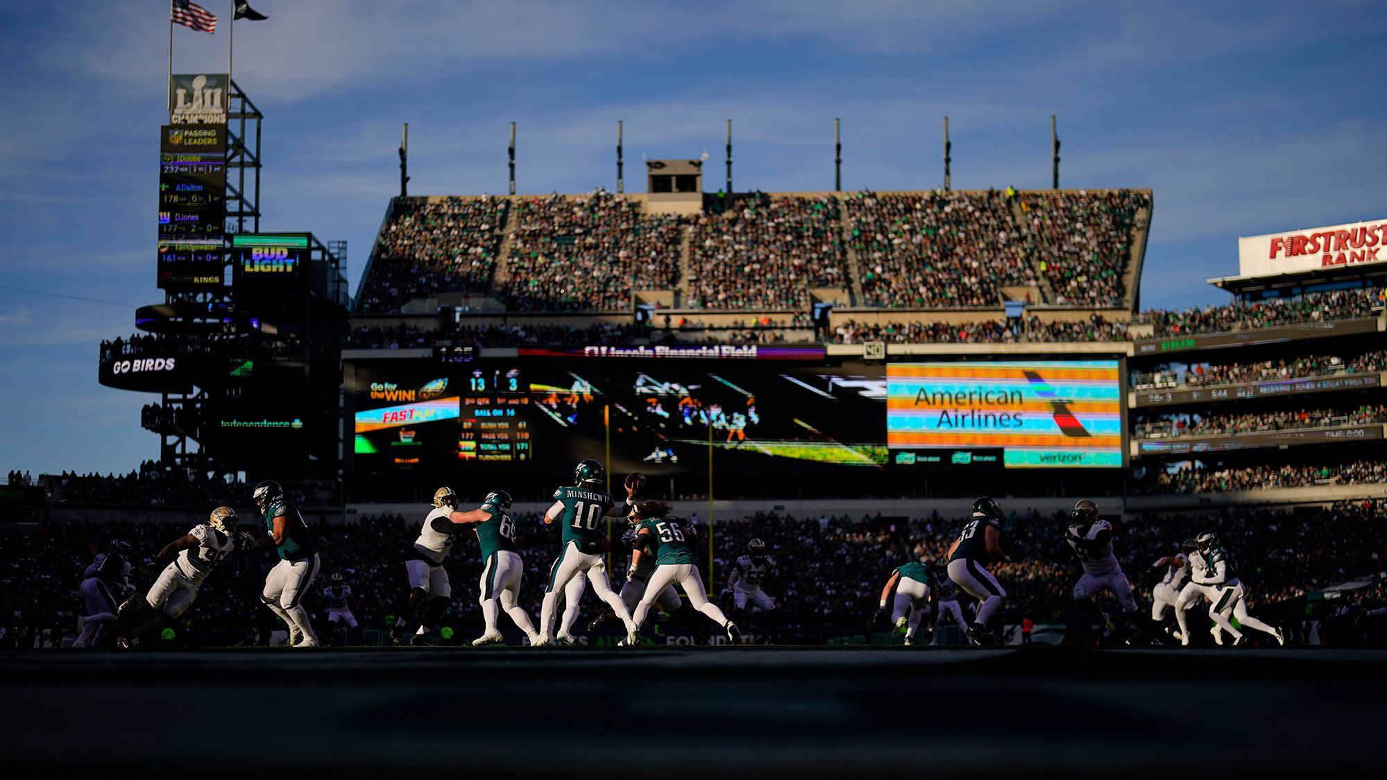 Philadelphia quarterback Gardner Minshew, making his second start in place of injured Jalen Hurts, passes against New Orleans on January 1. The Eagles lost 20-10 but still have a chance to clinch home-field advantage in next week's regular season finale.