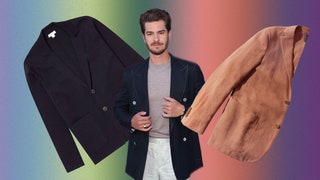 Image may contain Clothing Apparel Andrew Garfield Jacket Coat Blazer Human Person and Overcoat