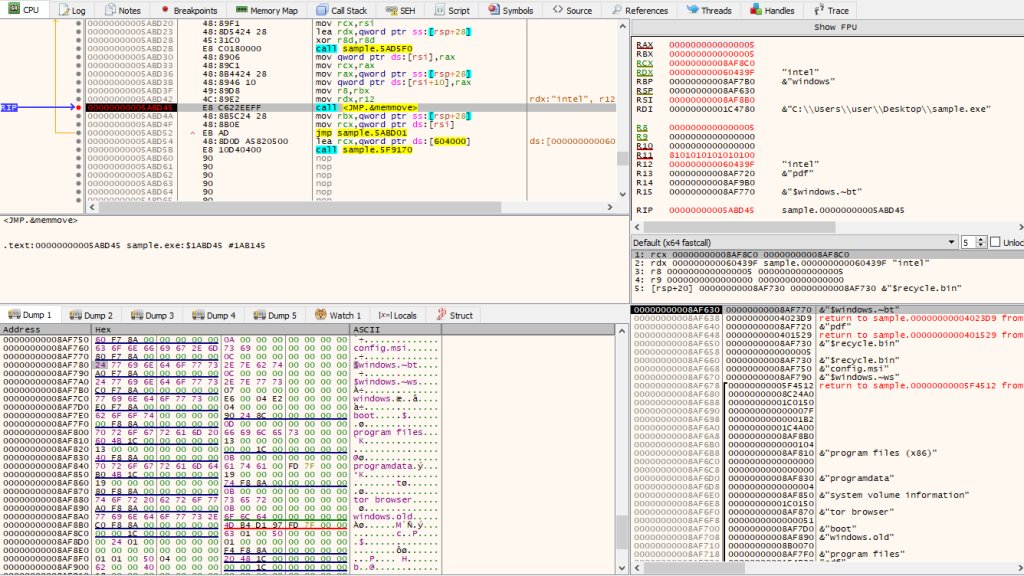 Strings loaded via memmove