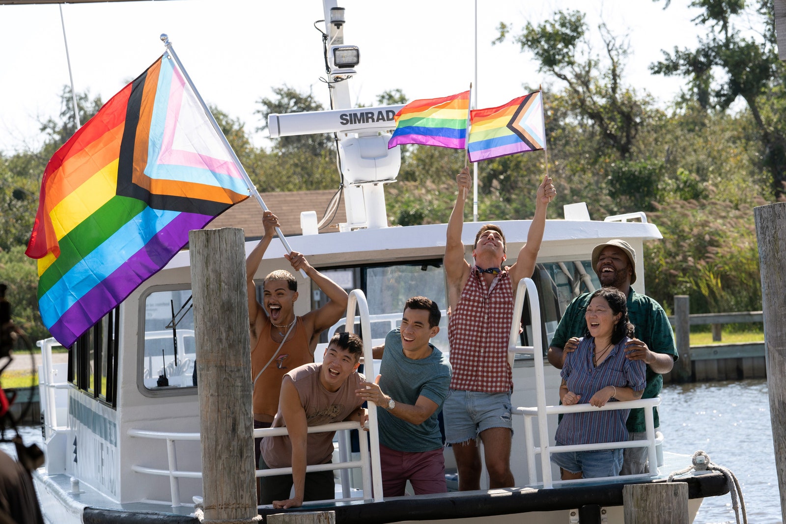 FIRE ISLAND from left Tomas Matos Joel Kim Booster Conrad Ricamora Matt Rogers Margaret Cho Torian Miller 2022.nbsp