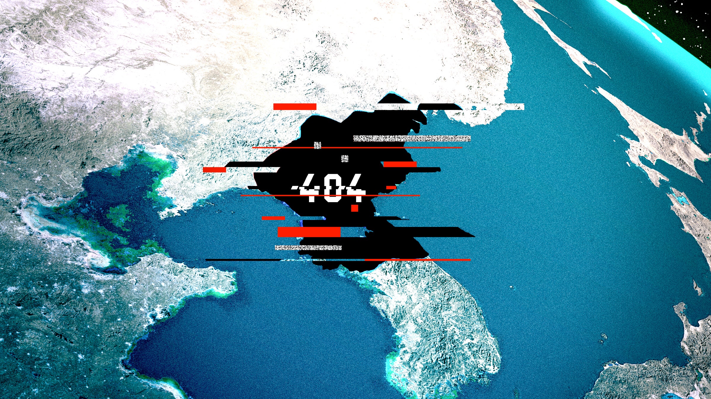 North Korea on a map glitches with a 404 error code.