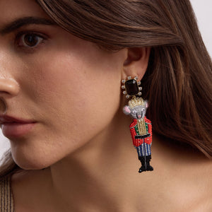 Rat King Nutcracker Drop Earrings Styled on Model