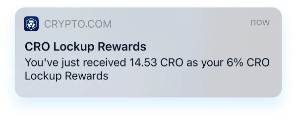 Pop-up notification from the Crypto.com App that tells you your staking rewards