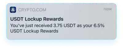 Pop-up notification from the Crypto.com App that tells you your staking rewards