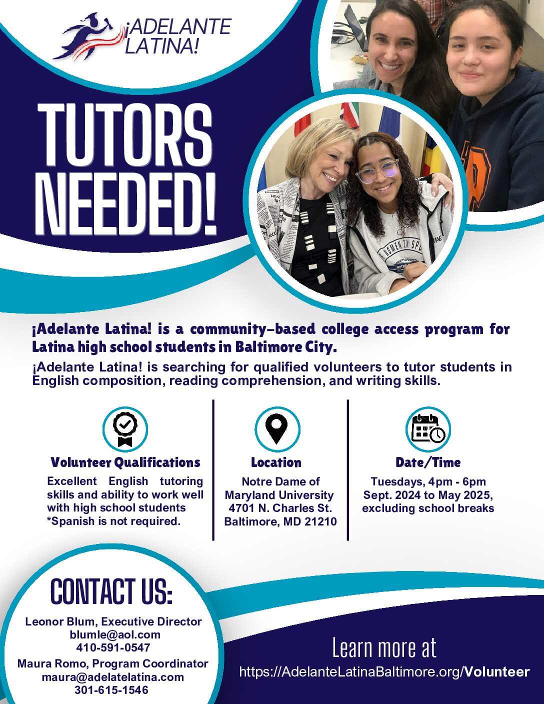 Tutors for ¡Adelante Latina!