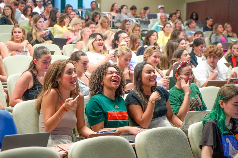 Students attend the first day of class in professor Alyse Lancaster's course, Strategically Communicating through Music: The Mastermind of the Taylor Swift Brand. 