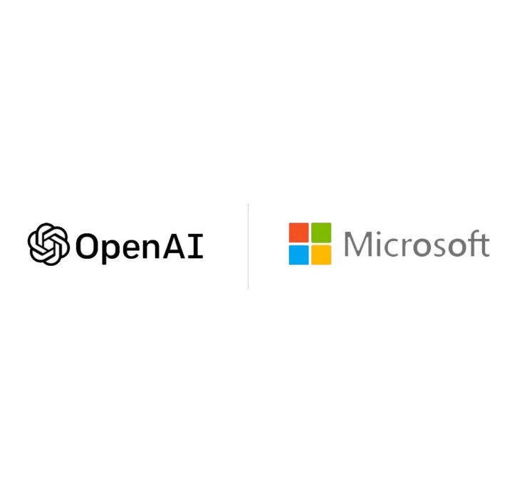 Logos of OpenAI and Microsoft