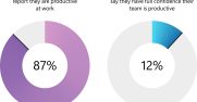 Graph: The majority of employees (87%) report that they are productive at work, yet only 12 % of leaders say they have full confidence their team is productive