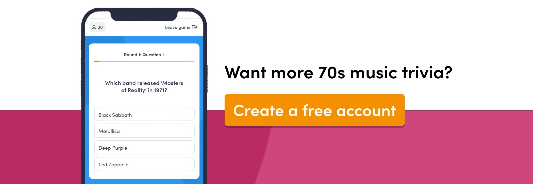 Create an account to access more 70s music quiz questions and answers