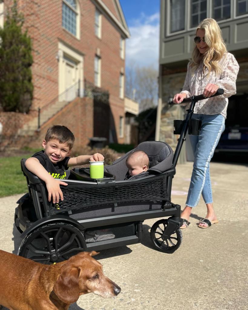 Joan Vassos with her grandkids and dog.