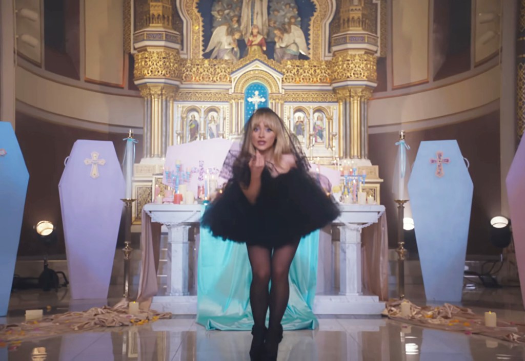 Sabrina Carpenter in church music video