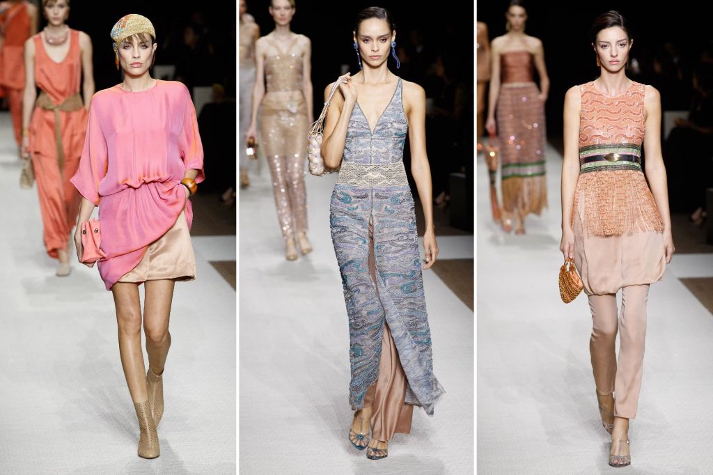 A collage of women, including Lorena Simpson, walking down a runway