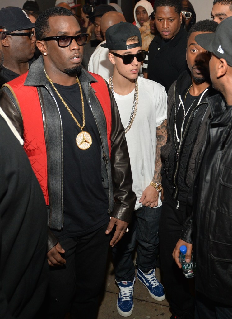 Diddy and Justin Bieber in Atlanta on Feb. 5, 2014