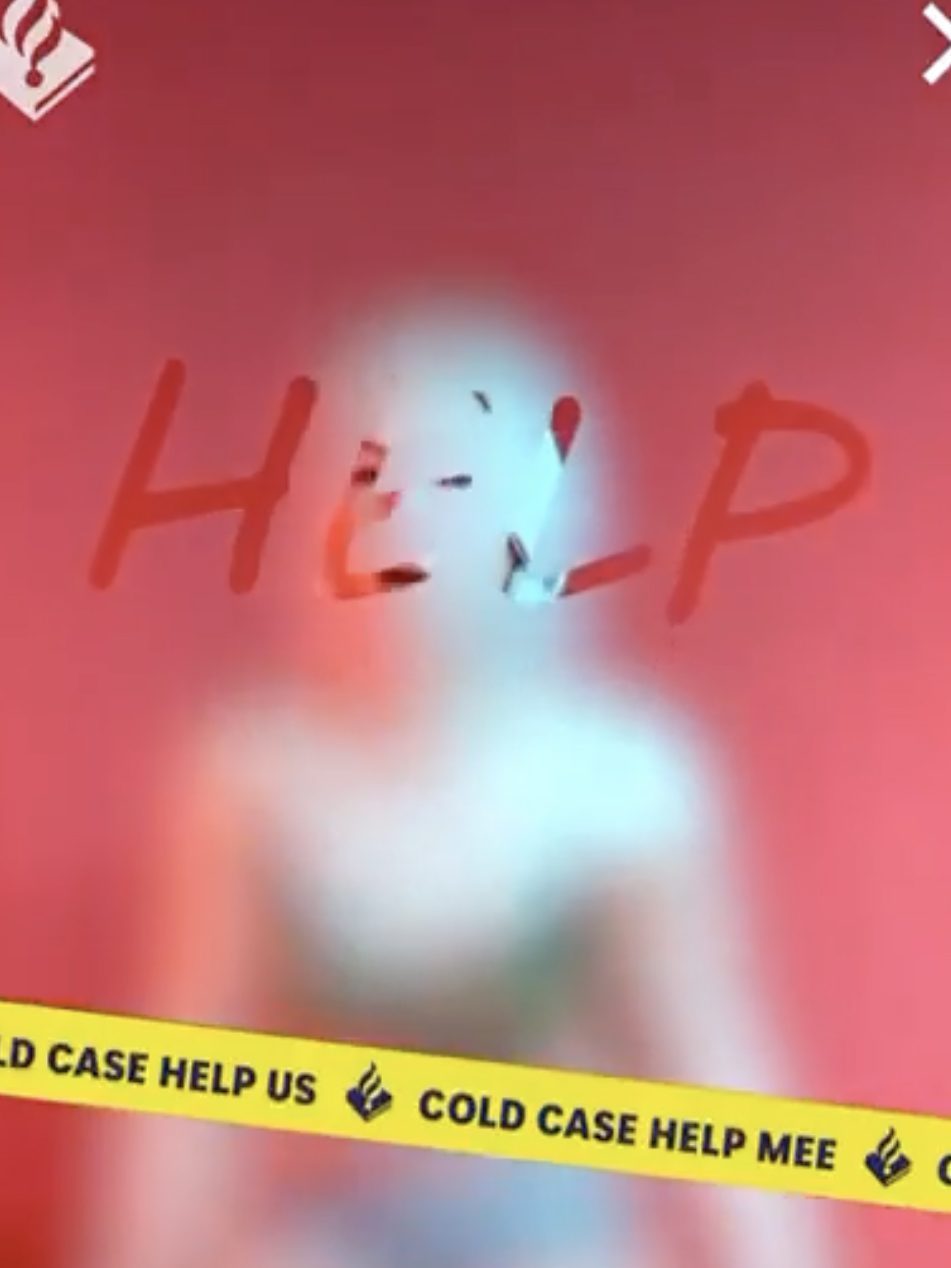 Szabó's hologram is animated to breathe on the glass to reveal the word "help"