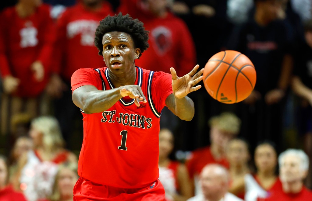 Kadary Richmond passes during St. John's exhibition game against Rutgers on Oct. 17, 2024. 