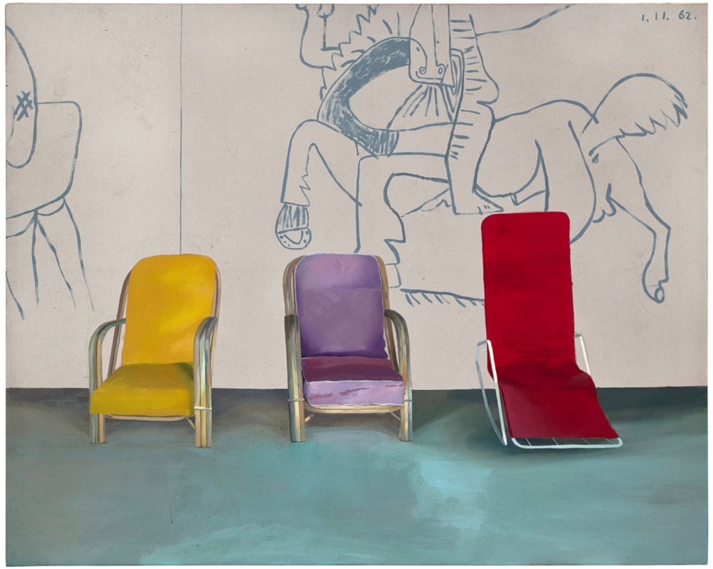 DAVID HOCKNEY (B. 1937) Three Chairs with a Section of a Picasso Mural