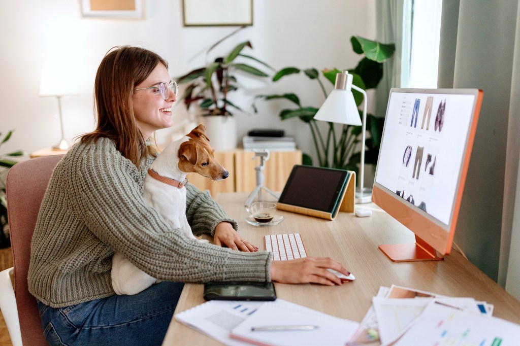 A young woman doing online shopping