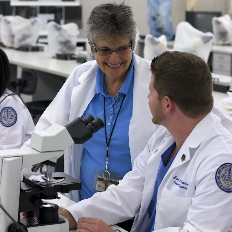 NSU osteopathic medicine faculty and student