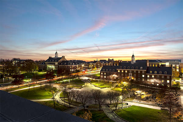 night view of UMD campus