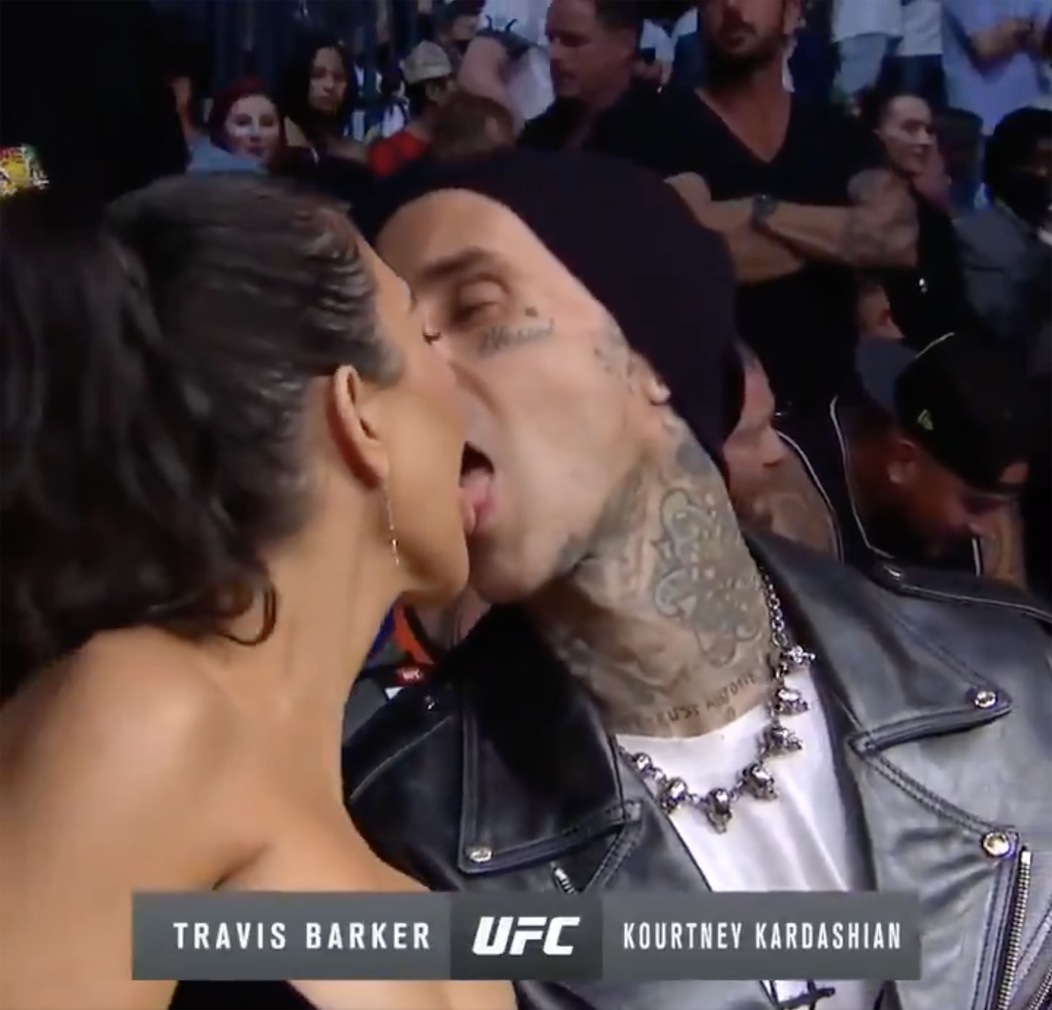 Kourtney Kardashian and Travis Barker put on quite the PDA display at UFC 264.