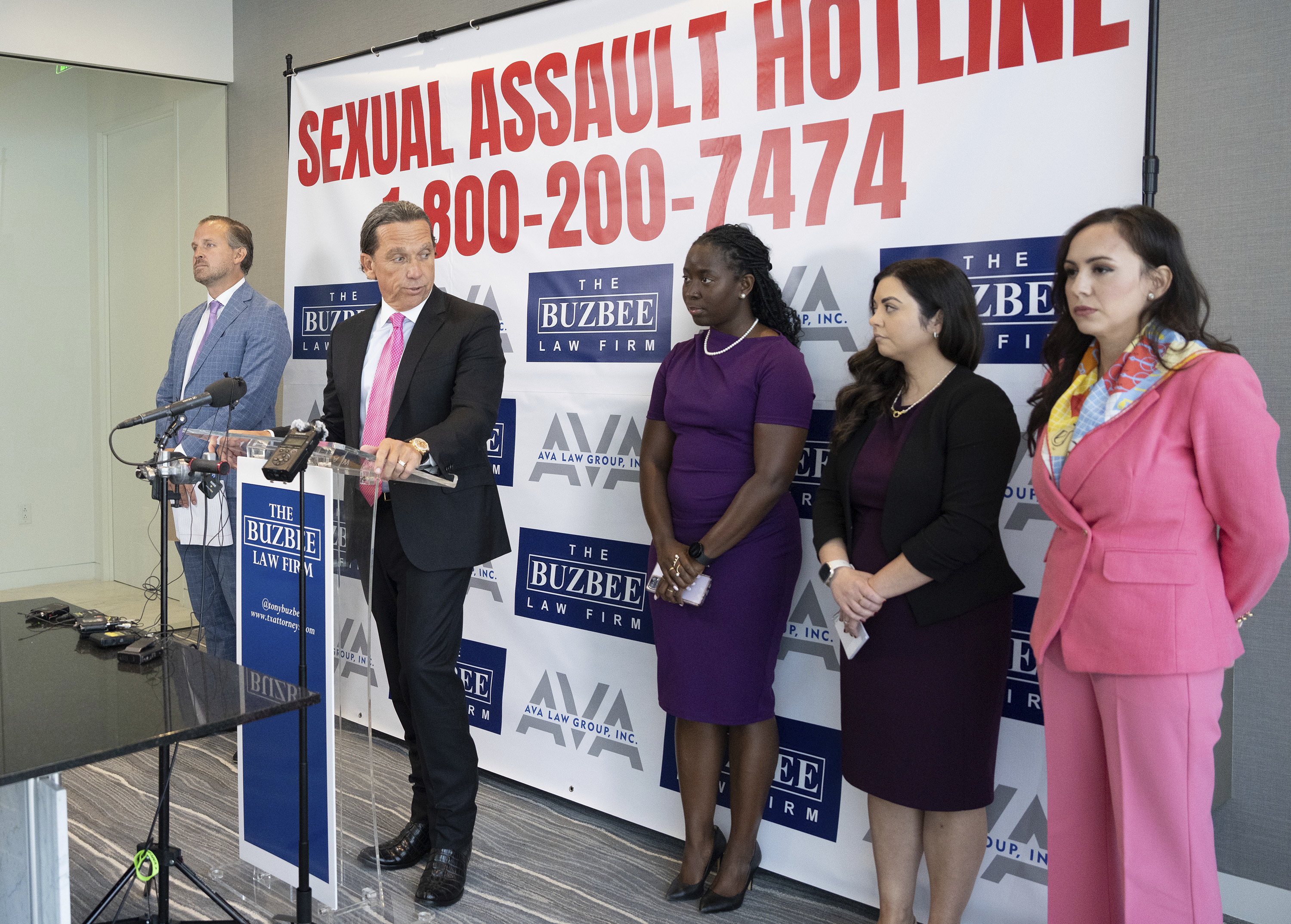 Attorney Tony Buzbee during a press confernece.