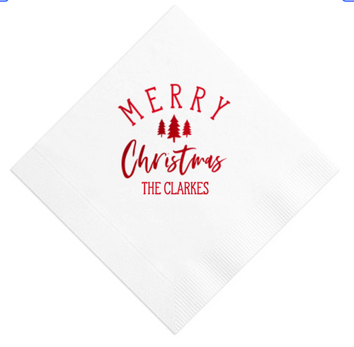 Merry Christmas Napkins, Red Foil